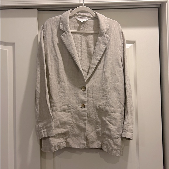 Garnet Hill Linen Blazer Jacket Beige - Picture 5 of 6